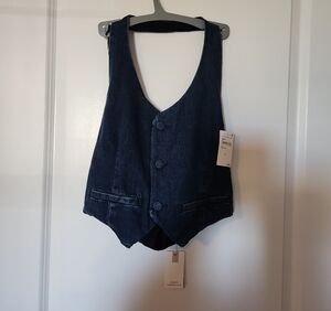 Good American Dark Blue Denim Vest